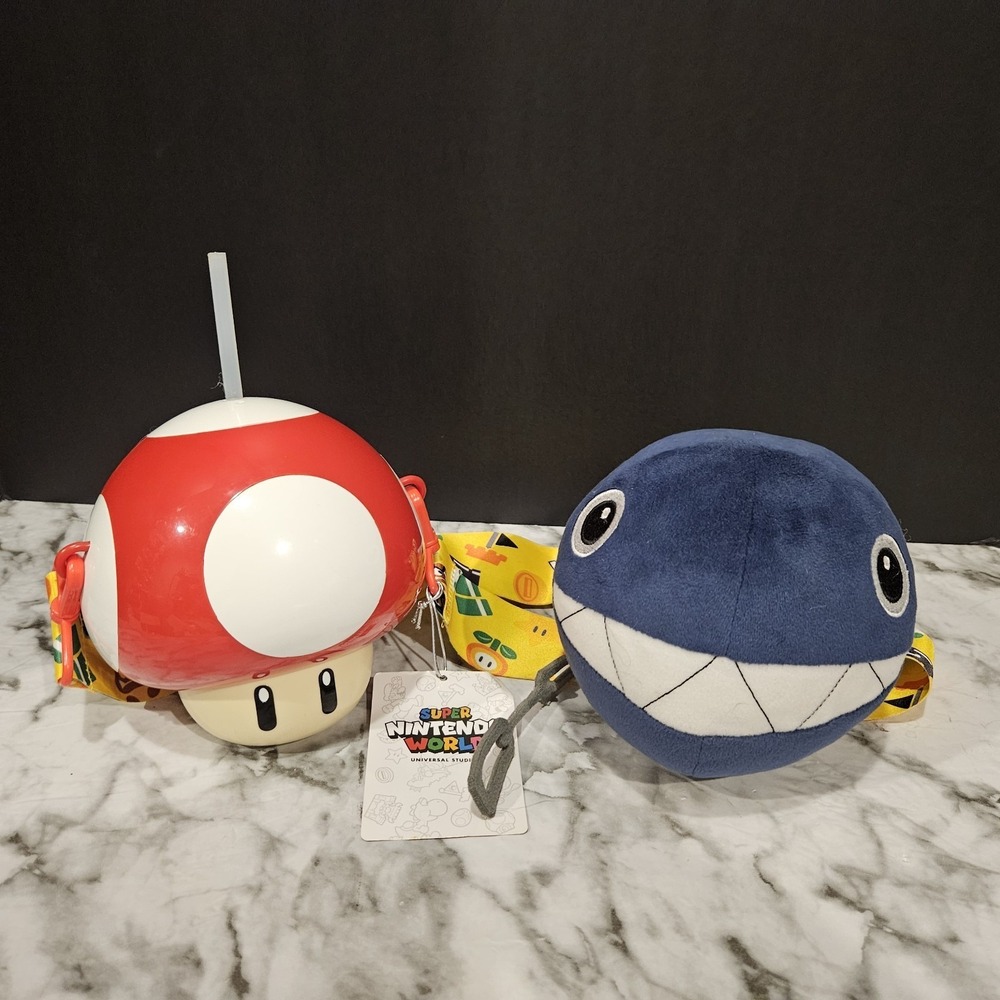 Super Nintendo World Universal Orlando Mario‎ Sipper Cup & Plush Bundle Lot